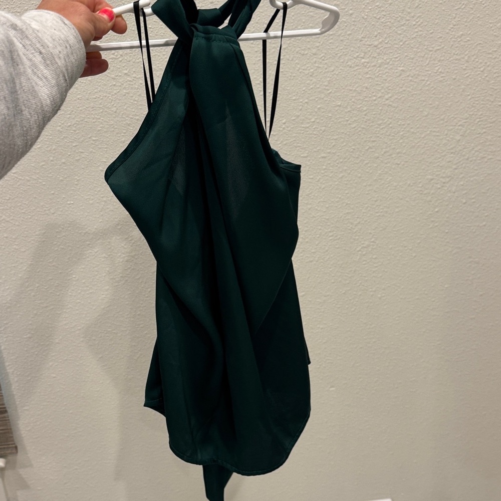 Emerald Green satin Halter Neck Tank Xs